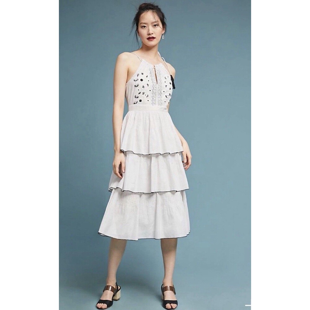 Anthropologie Izzy Embroidered by Kopal Dress sz Large NWT